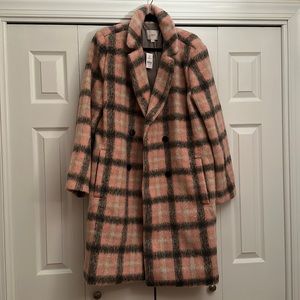 Loft plaid pink and grey coat